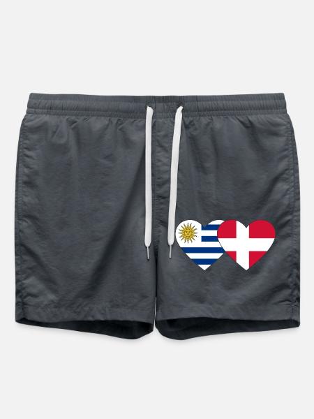 Uruguay Denmark Heart Flag - Swim Trunks - anthracite