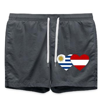 Uruguay Autriche Drapeau du cœur - Short de bain - charbon - Devant - AI Model Male 185 light (185cm)