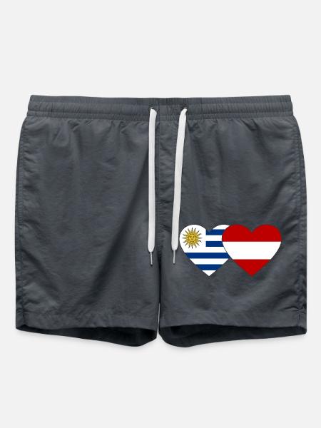 Uruguay Austria Heart Flag - Swim Trunks - anthracite