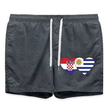 Croatia Uruguay Heart Flag - Swim Trunks - anthracite - Front - AI Model Male 185 light (185cm)