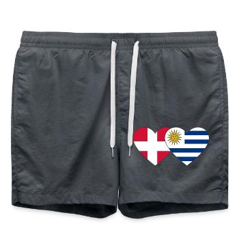 Danemark Uruguay Drapeau du cœur - Short de bain - charbon - Devant - AI Model Male 185 light (185cm)