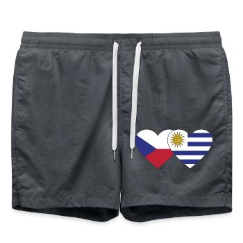 République tchèque Uruguay Drapeau du cœur - Short de bain - charbon - Devant - AI Model Male 185 light (185cm)