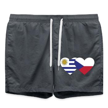 Uruguay Tschechien Herz Flagge - Badeshorts - Anthrazit - Vorne - AI Model Male 185 light (185cm)