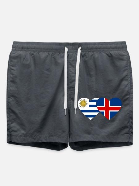 Uruguay Iceland Heart Flag - Swim Trunks - anthracite