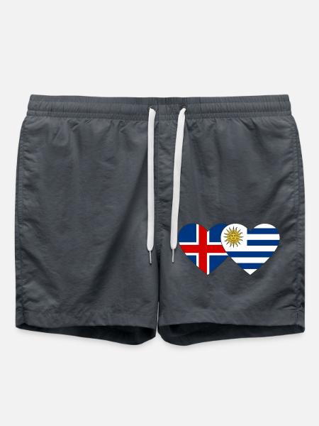 Iceland Uruguay Heart Flag - Swim Trunks - anthracite