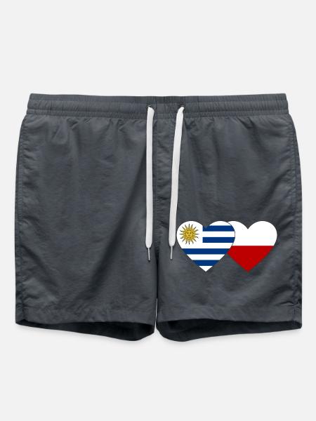 Uruguay Poland Heart Flag - Swim Trunks - anthracite