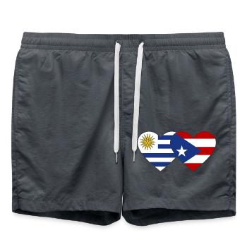 Uruguay Puerto Rico Heart Flag - Swim Trunks - anthracite - Front - AI Model Male 185 light (185cm)