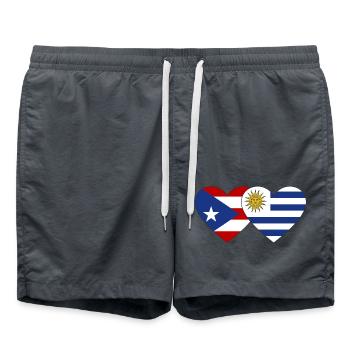 Porto Rico Uruguay Drapeau du cœur - Short de bain - charbon - Devant - AI Model Male 185 light (185cm)