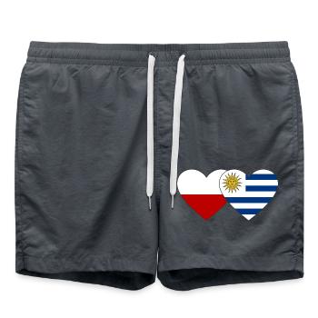 Pologne Uruguay Drapeau du Cœur - Short de bain - charbon - Devant - AI Model Male 185 light (185cm)