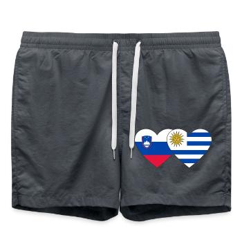 Slovenia Uruguay Heart Flag - Swim Trunks - anthracite - Front - AI Model Male 185 light (185cm)