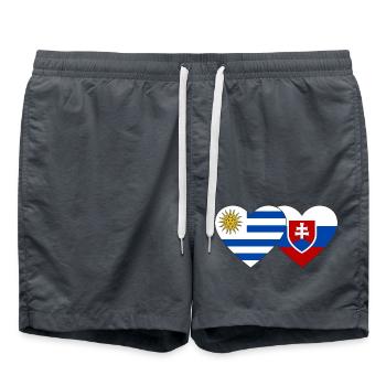 Uruguay Slovakia Heart Flag - Swim Trunks - anthracite - Front - AI Model Male 185 light (185cm)