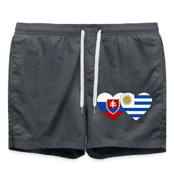 Slowakei Uruguay Herz Flagge - Badeshorts - Anthrazit - Vorne - AI Model Male 185 light (185cm)