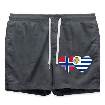 Norway Uruguay Heart Flag - Swim Trunks - anthracite - Front - AI Model Male 185 light (185cm)