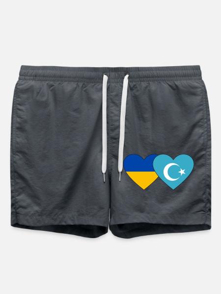 Ukraine Uyghurs Heart Flag - Swim Trunks - anthracite