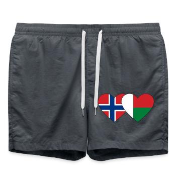 Norvège Madagascar Drapeau du Cœur - Short de bain - charbon - Devant - AI Model Male 185 light (185cm)