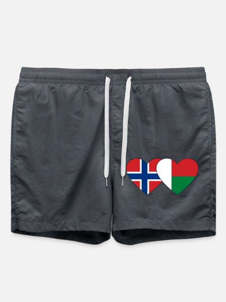 Norway Madagascar Heart Flag - Swim Trunks - anthracite
