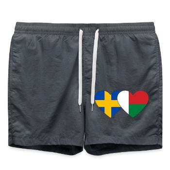 Suède Madagascar Drapeau du Cœur - Short de bain - charbon - Devant - AI Model Male 185 light (185cm)