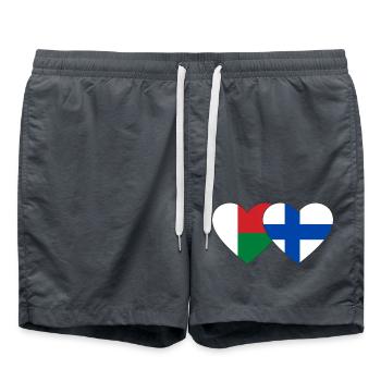 Madagascar Finland Heart Flag - Swim Trunks - anthracite - Front - AI Model Male 185 light (185cm)