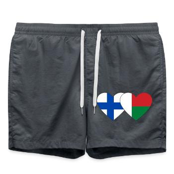 Finlande Madagascar Drapeau du Cœur - Short de bain - charbon - Devant - AI Model Male 185 light (185cm)