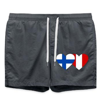 Finlande Pérou Drapeau du Cœur - Short de bain - charbon - Devant - AI Model Male 185 light (185cm)