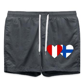 Pérou Finlande Drapeau du cœur - Short de bain - charbon - Devant - AI Model Male 185 light (185cm)