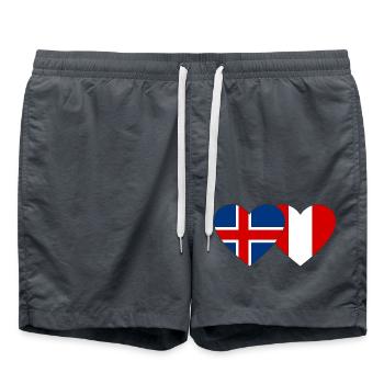 Island Peru Herz Flagge - Badeshorts - Anthrazit - Vorne - AI Model Male 185 light (185cm)