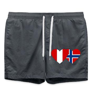 Pérou Norvège Drapeau du cœur - Short de bain - charbon - Devant - AI Model Male 185 light (185cm)