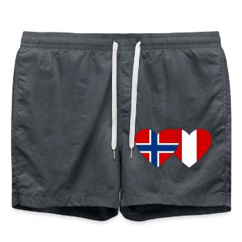 Norwegen Peru Herz Flagge - Badeshorts - Anthrazit - Vorne - AI Model Male 185 light (185cm)