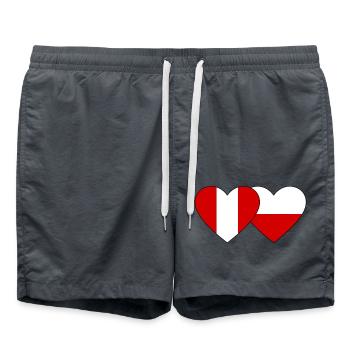 Pérou Pologne Cœur Drapeau - Short de bain - charbon - Devant - AI Model Male 185 light (185cm)