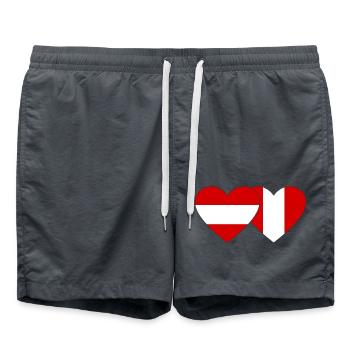 Österreich Peru Herz Flagge - Badeshorts - Anthrazit - Vorne - AI Model Male 185 light (185cm)
