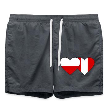 Pologne Pérou Drapeau du Cœur - Short de bain - charbon - Devant - AI Model Male 185 light (185cm)