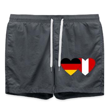Deutschland Peru Herz Flagge - Badeshorts - Anthrazit - Vorne - AI Model Male 185 light (185cm)