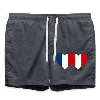 France Pérou Drapeau du Cœur - Short de bain - charbon - Devant - AI Model Male 185 light (185cm)
