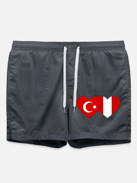 Turkey Peru Heart Flag - Swim Trunks - anthracite