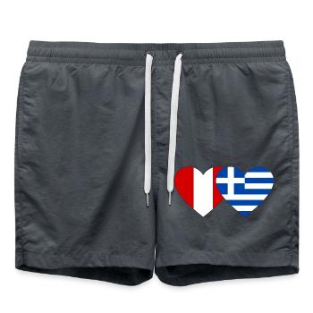 Pérou Grèce Drapeau du cœur - Short de bain - charbon - Devant - AI Model Male 185 light (185cm)