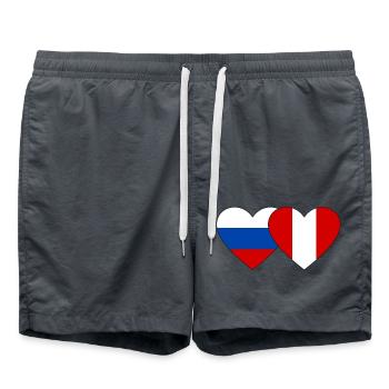Russie Pérou Drapeau du Cœur - Short de bain - charbon - Devant - AI Model Male 185 light (185cm)