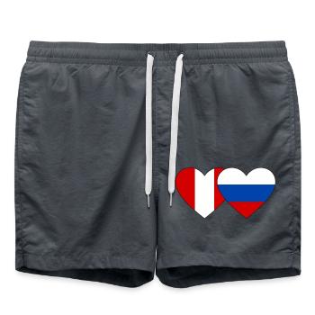 Pérou Russie Drapeau du cœur - Short de bain - charbon - Devant - AI Model Male 185 light (185cm)