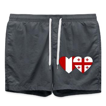 Pérou Géorgie Drapeau du cœur - Short de bain - charbon - Devant - AI Model Male 185 light (185cm)