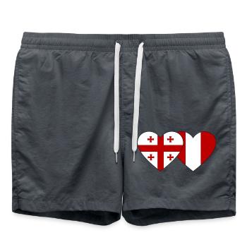 Georgia Peru Heart Flag - Swim Trunks - anthracite - Front - AI Model Male 185 light (185cm)