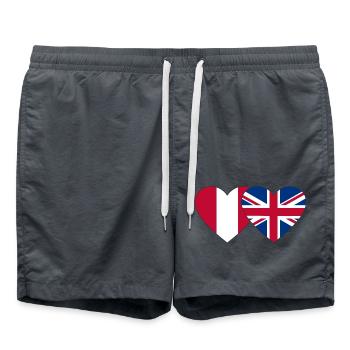 Pérou Angleterre Drapeau du cœur - Short de bain - charbon - Devant - AI Model Male 185 light (185cm)