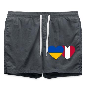 Ukraine Pérou Drapeau du Cœur - Short de bain - charbon - Devant - AI Model Male 185 light (185cm)
