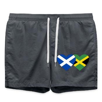 Schottland Jamaika Herz Flagge - Badeshorts - Anthrazit - Vorne - AI Model Male 185 light (185cm)