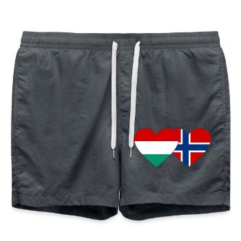 Bulgaria Norway Heart Flag - Swim Trunks - anthracite - Front - AI Model Male 185 light (185cm)