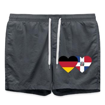 Allemagne République dominicaine Flag Heart - Short de bain - charbon - Devant - AI Model Male 185 light (185cm)