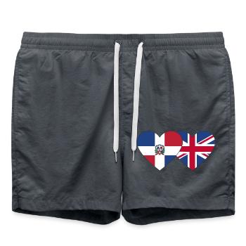 Dominican Republic England Flag - Swim Trunks - anthracite - Front - AI Model Male 185 light (185cm)