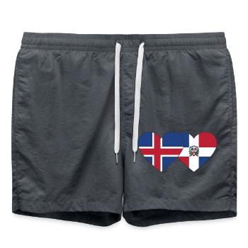 Islande République dominicaine Flag Heart - Short de bain - charbon - Devant - AI Model Male 185 light (185cm)