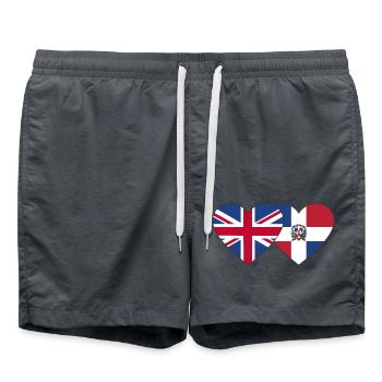 Angleterre République dominicaine Flag Heart - Short de bain - charbon - Devant - AI Model Male 185 light (185cm)