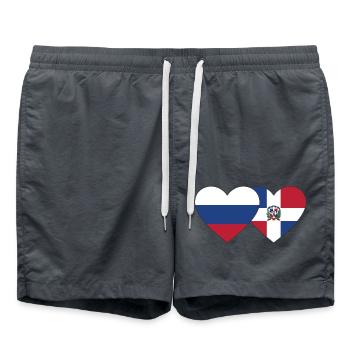 Russland Dominikanische Republik Flagge Herz - Badeshorts - Anthrazit - Vorne - AI Model Male 185 light (185cm)