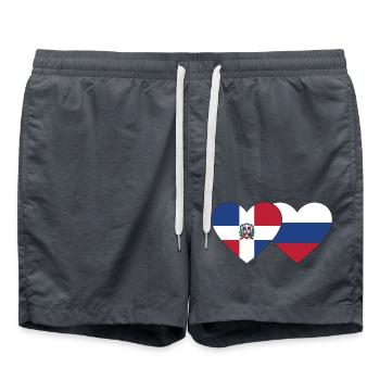 République dominicaine Russie Flag Heart - Short de bain - charbon - Devant - AI Model Male 185 light (185cm)