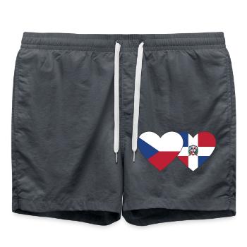 République tchèque République dominicaine Flag Heart - Short de bain - charbon - Devant - AI Model Male 185 light (185cm)